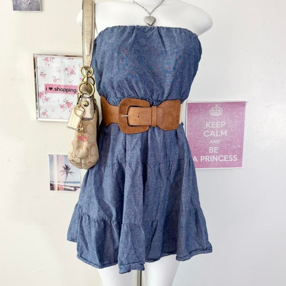 San Julian Chambray Strapless Dress